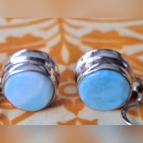925 sterling silver earrings with larimar stone - Picture 3 of 7